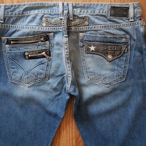 NEW MEN'S ROBIN JEAN BCKE TABACCO STUDS LTHR FLAPS